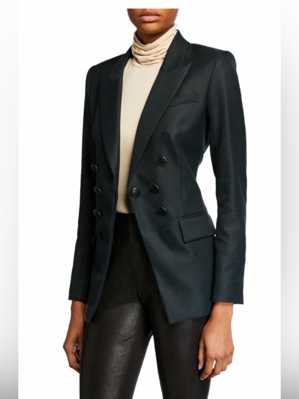 NWT Veronica Beard  $698 Houndstooth Leon Dickey Jacket blazer green black sz 18